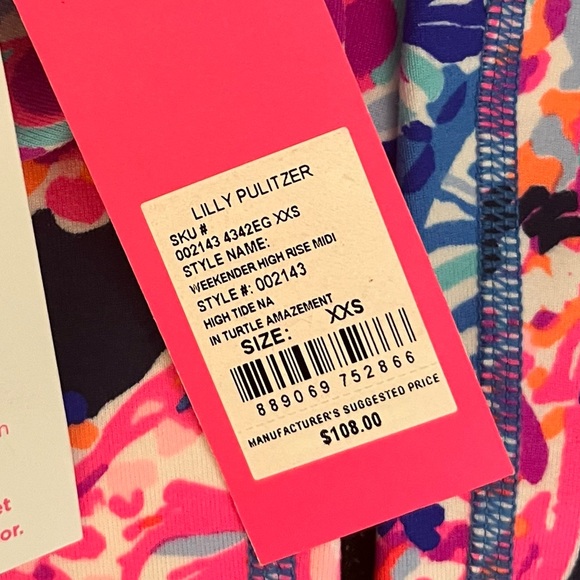 Lilly Pulitzer Leggings Weekender High Rise Midi Navy Turtle Amazement XXS NWT - Picture 14 of 15
